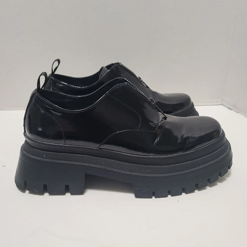 Steve Madden Zip Men's Black Chunky Sole Shoes Size‎ 9